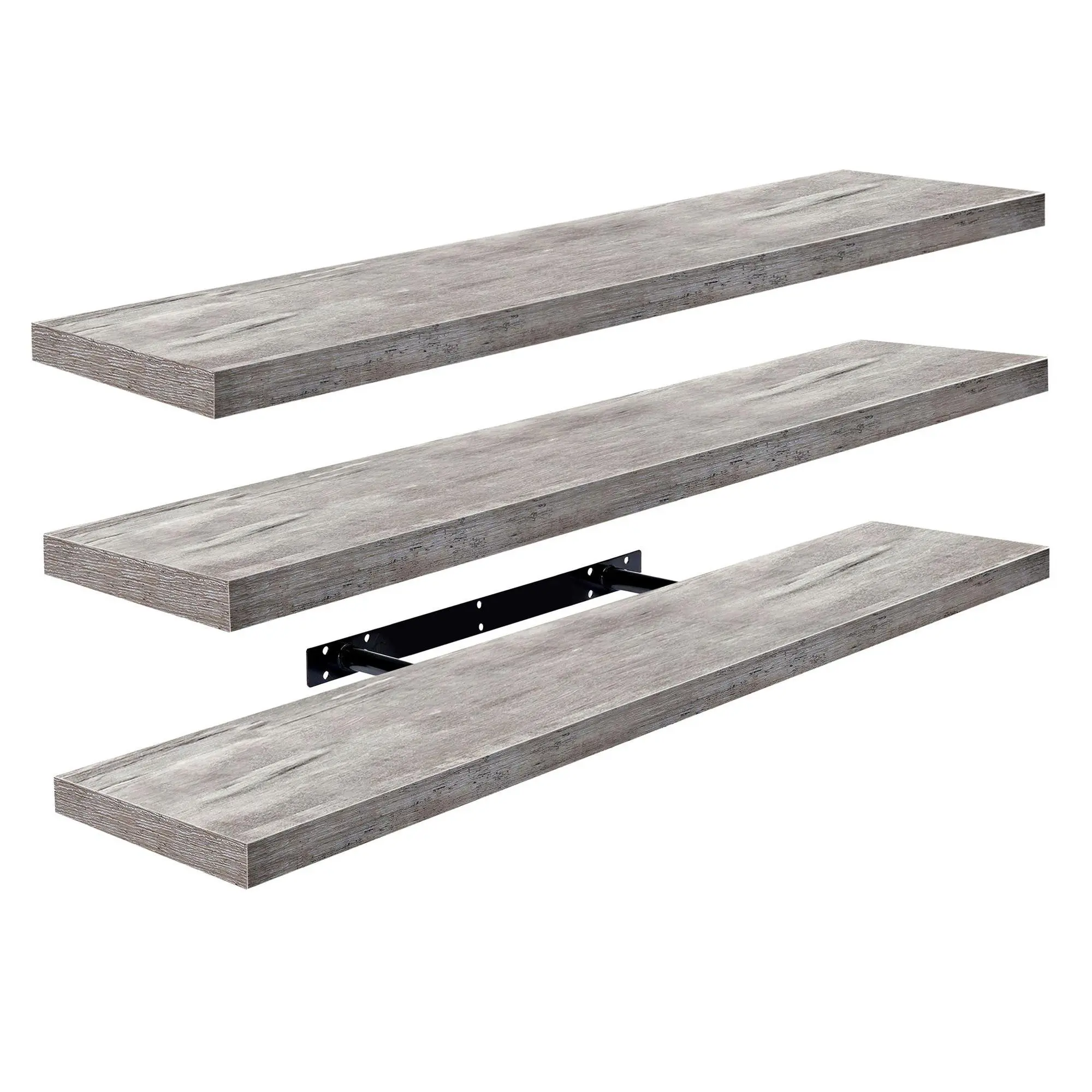 Estantes flotantes Sorbus, paquete de 3, decoración de pared larga