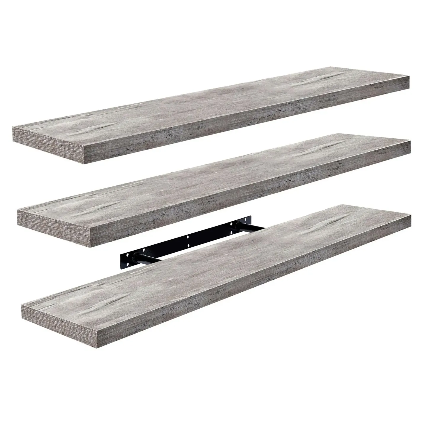 Estantes flotantes Sorbus, paquete de 3, decoración de pared larga