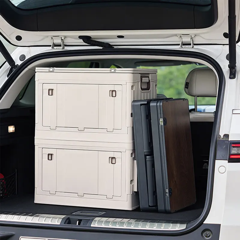 Caja de almacenamiento rectangular plegable para exteriores con tapa: organizador para el hogar transpirable, inodoro y con superficie ajustable.