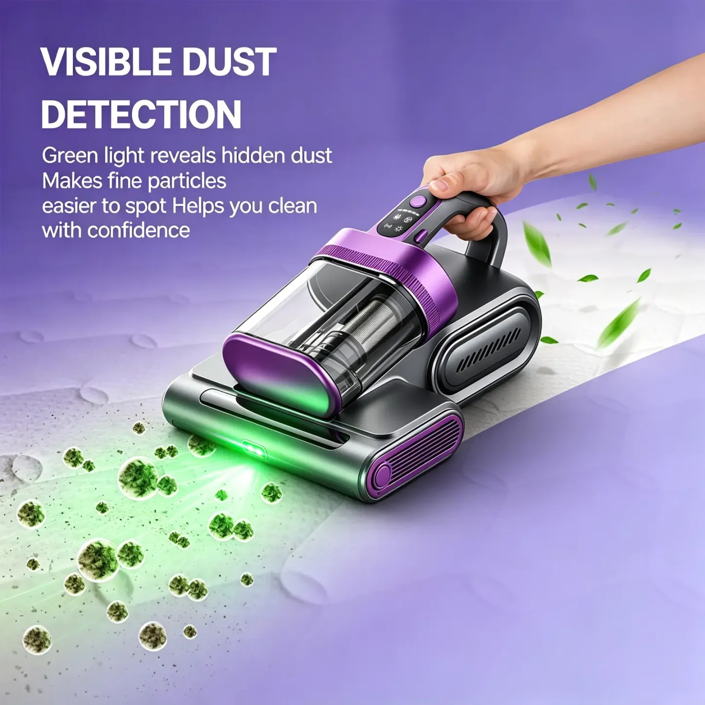 Aspiradora inalámbrica para colchones, aspiradora de limpieza profunda (16 kPa) con función de golpeteo a 80.000 RPM, luz UV-C y ultrasonidos, y depósito de polvo con doble filtro HEPA; ideal para sofás, cunas y pelo de mascotas (sohochic).