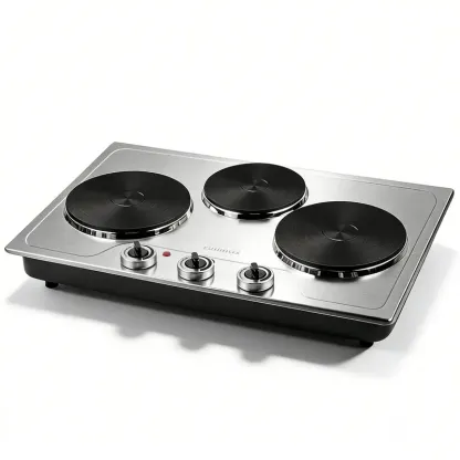 Parrilla eléctrica infrarroja de 3 quemadores y 1800 W, con superficie de vidrio cerámico, 11 niveles de temperatura y apagado automático.