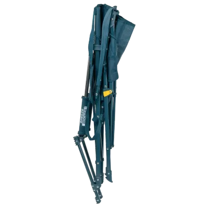 Silla GCI Outdoor BreezeRocker con mecanismo de balanceo por resorte y respaldo de malla, color verde azulado y negro.