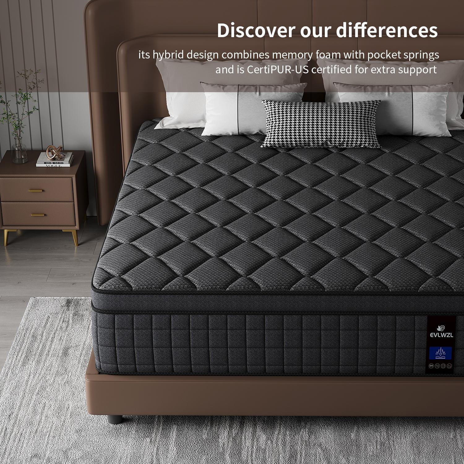 Medium Firm Hybrid Memory Foam Mattress - 8/10/12/14 in Twin, Full, Queen, King Sizes, Lumbar Support, Ergonomic Design, for Home Rooms, Hotels, Boxed Furniture Gift, Memory Foam Mattresses, Queen Size Mattress,dorm essentials,home decor