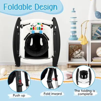 **Andador de Bebé Unisex 5 en 1 para Bebés de 6 a 18 Meses, Plegable y Seguro con 5 Alturas Ajustables, Música, Bandeja de Alimentación, Reposapiés Extraíble y Centro de Actividades Portátil para Niños y Niñas.**