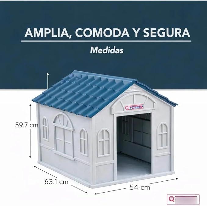 Casa Para Perro Q Perrón Raza Chica Resistente Al Exterior, Fácil De Ensamblar Y Limpiar