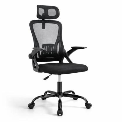 Silla de Oficina, para Gaming, Escritorio Ergonmica con Reposacabezas, Ajustable y con Soporte Lumbar Respaldo de Malla Transpirable Reposabrazos Abatibles de 90 Giratoria 360