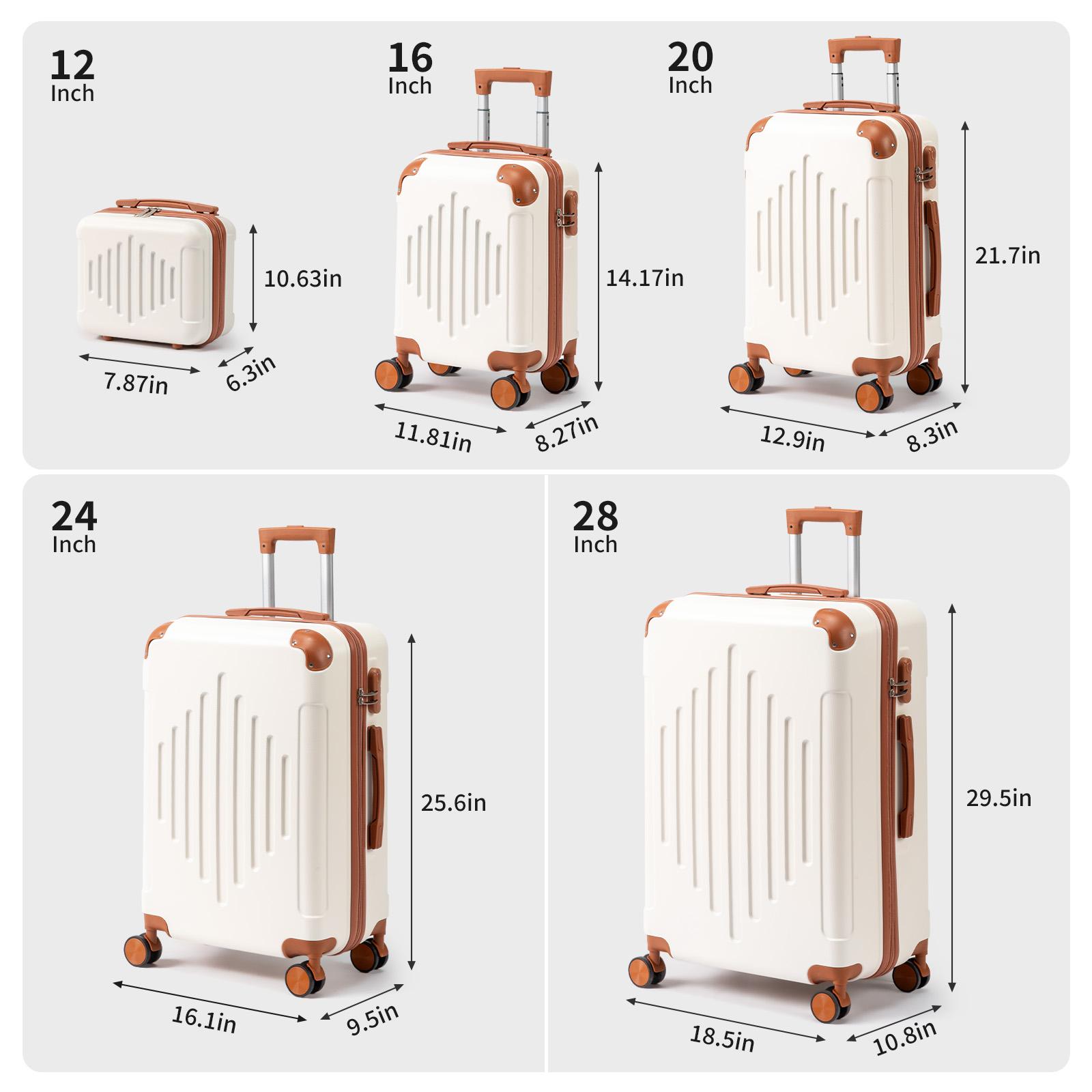 【Stock Up】Ubesgoo 5-Piece Hardside Luggage Set, ABS Plastic Lightweight High-Capacity Suitcases with TSA Lock, Double Spinner Wheels & Ergonomic Handle, Airline Approved for International Travel & Business