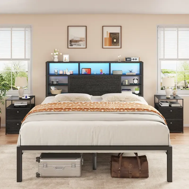 Estructura de cama LED con estación de carga