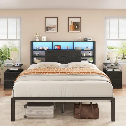 Estructura de cama LED con estación de carga