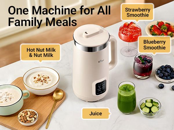 Bear 8-in-1 Nut Milk Maker Machine, 40oz/1.2L Multifunctional Juicer Machine with Self-Clean, 12H Timer Delay, 6H Keep Warm, Touchscreen 1-Touch Operation for Homemade Oat Milk, Soup, Kitchen Household Products,&nbsp; juicer machine, Almond Milk Maker, Kitchen