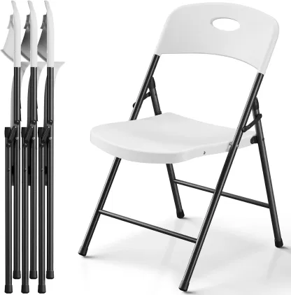 Silla plegable de plástico para trabajo pesado, blanco, 350 lbs