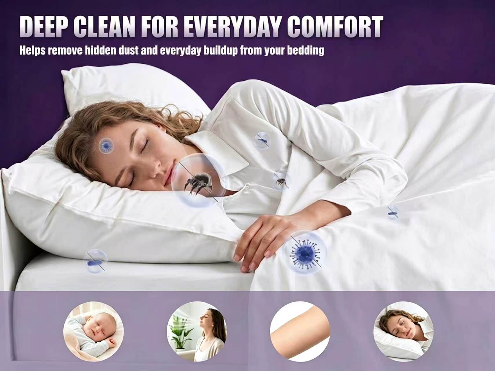 Cordless Mattress Vacuum Cleaner, 16Kpa Deep Clean Bed Vac with 80000 RPM Tapping, UV-C Light & Ultrasonic, Dual HEPA Dust Cup for Sofa, Crib and Pet Hair,sohochic