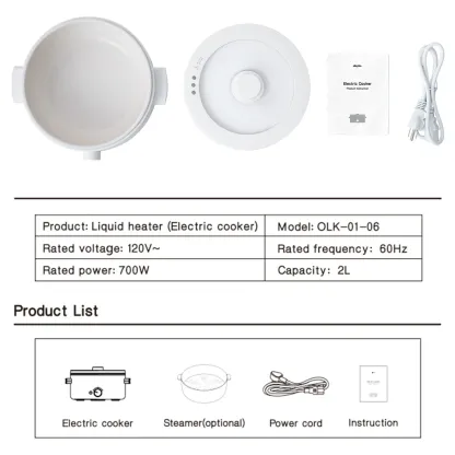 Olla eléctrica portátil de 2 L con revestimiento cerámico antiadherente, multifuncional, calentamiento rápido y protección contra sobrecalentamiento, ideal para ramen, pasta y fondue.
