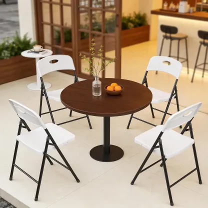 Silla plegable de plástico para trabajo pesado, blanco, 350 lbs