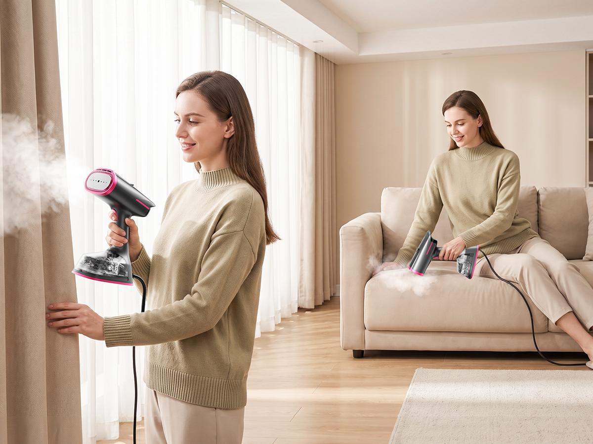 Dr.flash Vacuum Garment Steamer, 270ml Big Capacity, 1400W Handheld Clothes Steamer, Suction Steamer ＆ Iron 2 In 1, Portable Travel Iron for Clothes, Fabrics, Large Ceramic Heat Panel tiktokshopbacktoschool