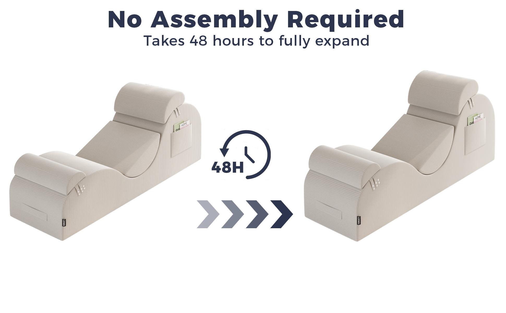 LIKIMIO Corduroy Ergonomic Yoga Chair for Adults - Double-Cushioned, Cushioning, Flexible, Headrest, Non-Plastic Indoor Lounger with Removable Headrest, Waist Cushion, Footrest, Side Pockets, Non-Slip Bottom, High-Density Sponge, Double-Cushioned Indoor L