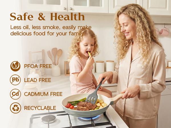 [ New ]FDN 16-Pc Aesthetic Cookware Collection, Non-Toxic PFAS-Free Titanium Caremic Granite Pots and Pans Set, Easy-Clean Oven & Dishwasher Safe, Induction Ready Cooking Set with 10" (24cm) Fry Pan, Glass Lids, Kitchen Utensils, Aluminium, deals for you