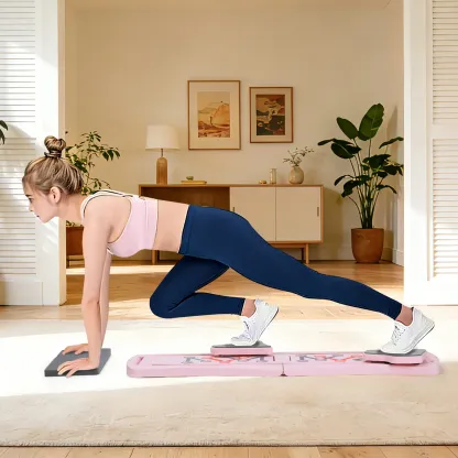 Tabla de Pilates multifuncional y plegable 8 en 1: 24 patas antideslizantes, almacenamiento compacto; equipo de gimnasio en casa para entrenamientos y uso en la sala de estar.