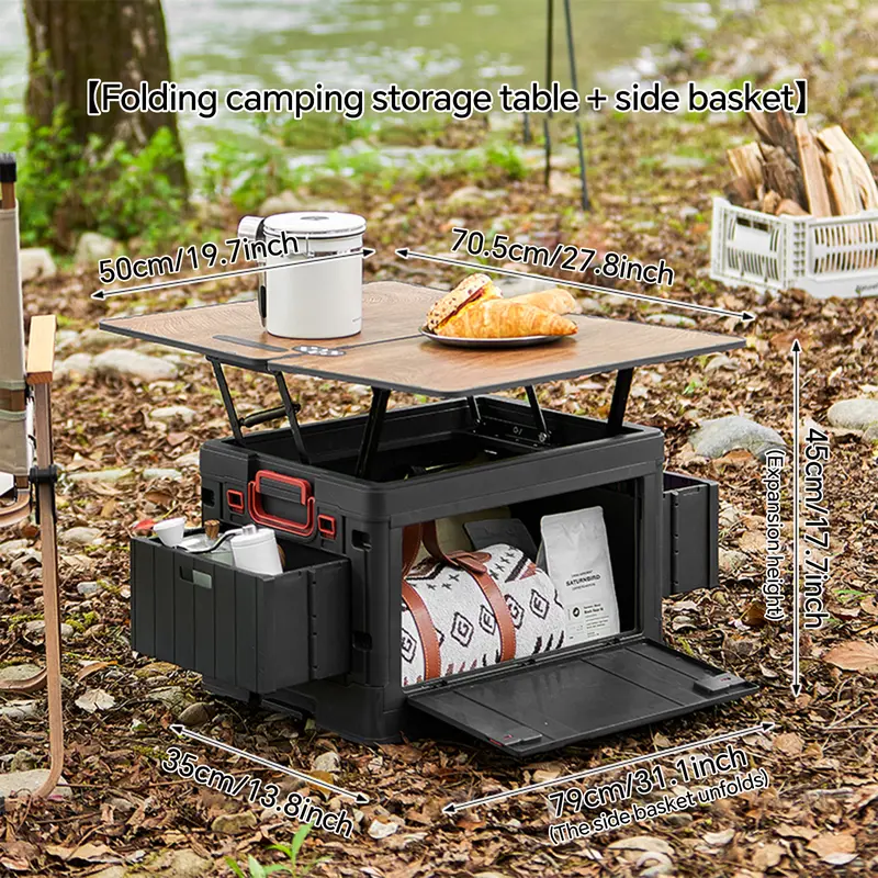 Caja de almacenamiento rectangular plegable para exteriores con tapa: organizador para el hogar transpirable, inodoro y con superficie ajustable.