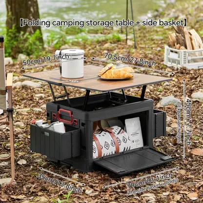 Caja de almacenamiento rectangular plegable para exteriores con tapa: organizador para el hogar transpirable, inodoro y con superficie ajustable.