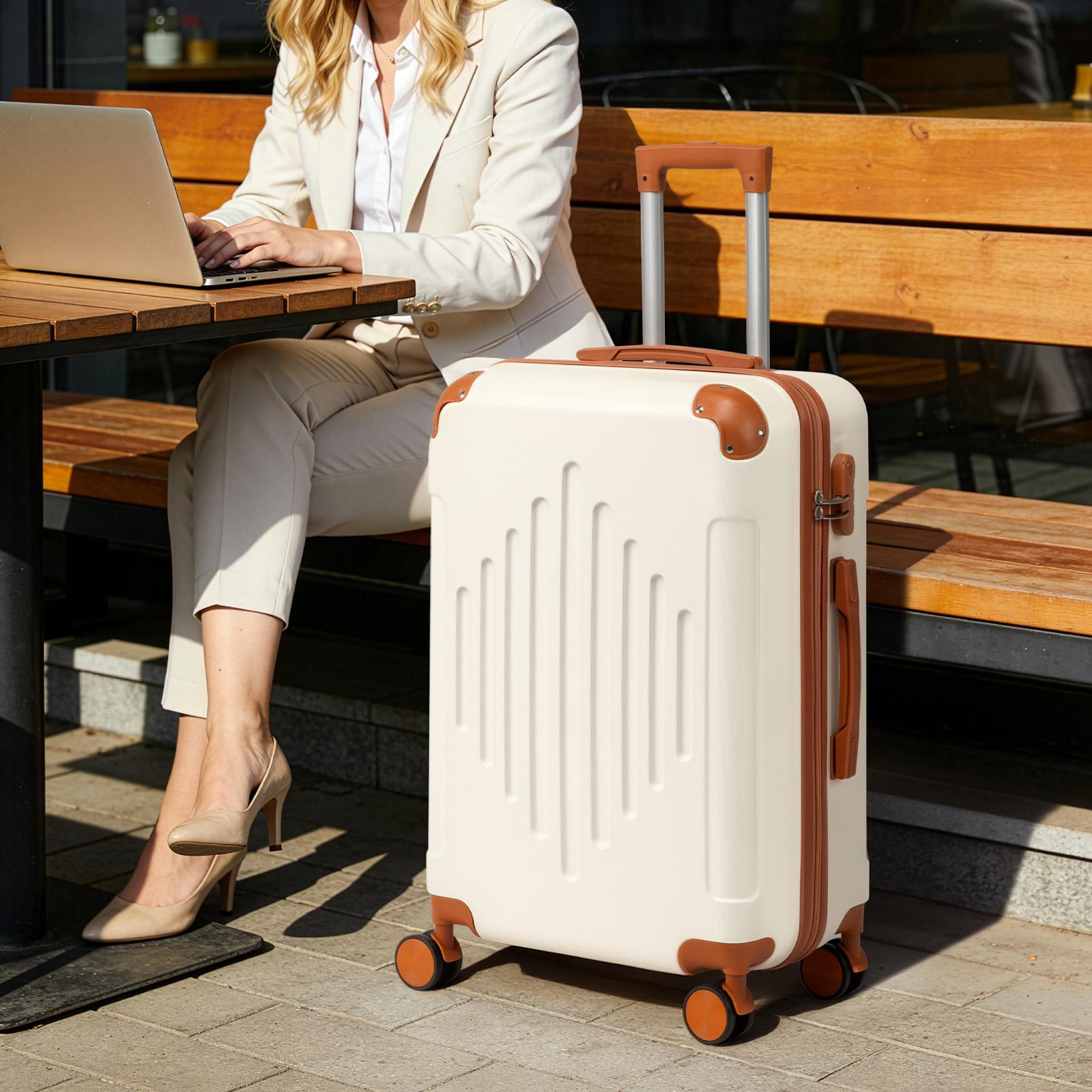 【Stock Up】Ubesgoo 5-Piece Hardside Luggage Set, ABS Plastic Lightweight High-Capacity Suitcases with TSA Lock, Double Spinner Wheels & Ergonomic Handle, Airline Approved for International Travel & Business