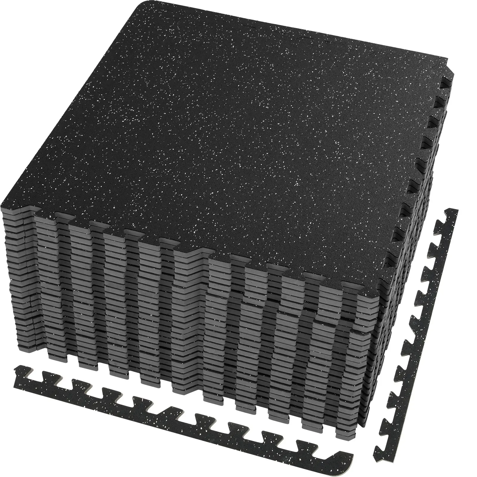 25 alfombrillas de gimnasio de 1/2 pulgada de grosor, 24" x 24", de espuma EVA y goma, entrelazables, con cobertura de 100 pies cuadrados, suelo tipo puzle impermeable para gimnasio, hogar, garaje y sótano.