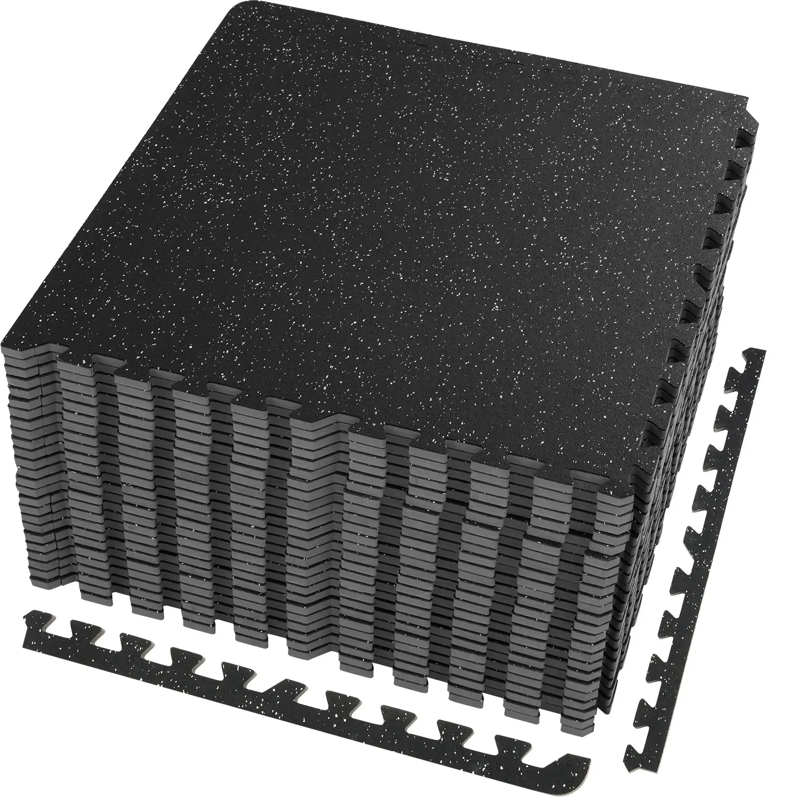 25 alfombrillas de gimnasio de 1/2 pulgada de grosor, 24" x 24", de espuma EVA y goma, entrelazables, con cobertura de 100 pies cuadrados, suelo tipo puzle impermeable para gimnasio, hogar, garaje y sótano.