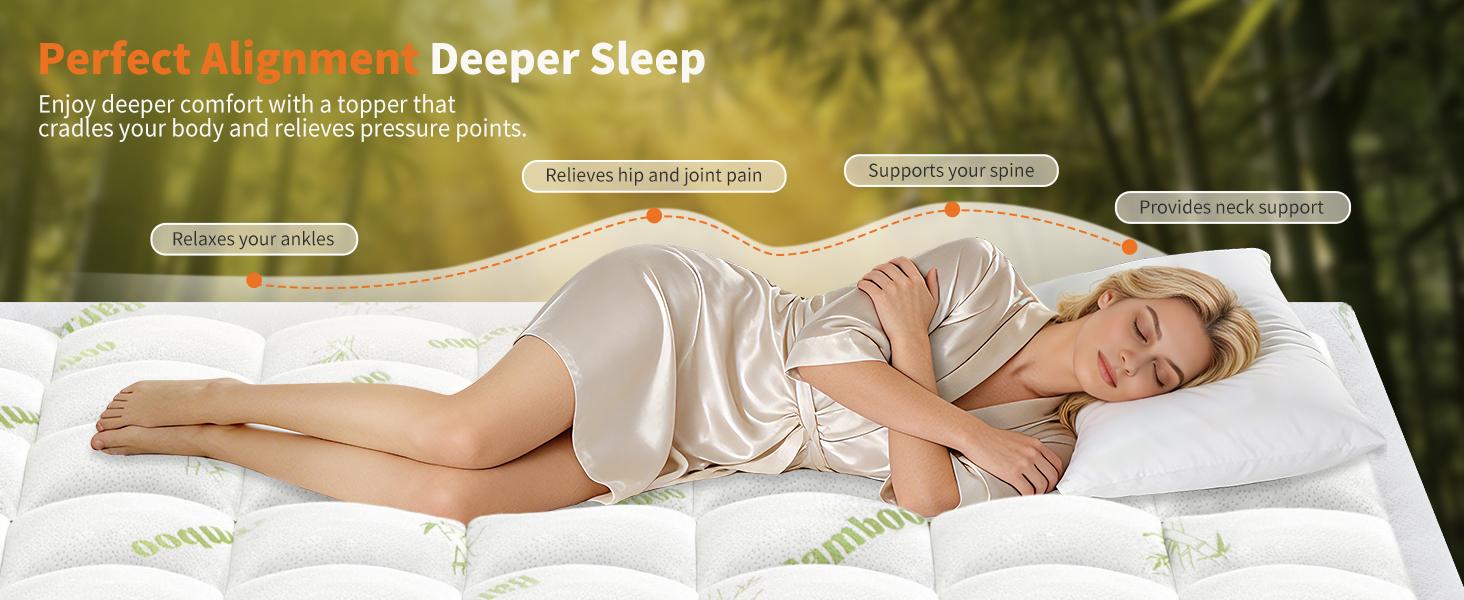 400g Bamboo Fiber Mattress Topper &ndash; Ultra Soft, Breathable & Cooling, Perfect for Back, Side & Stomach Sleepers