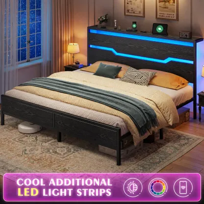 Estructura de cama LED con estación de carga