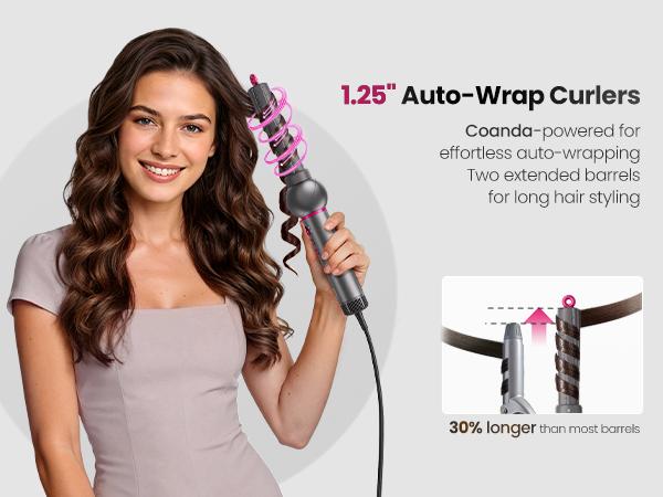 7-in-1 High-Speed Negative Ion Hot Air Styler & Blow Dryer Brush Set - Detachable Heads, Automatic Curler for Curly Hair, Straightening, Volumizing, Anti-Frizz, US Plug, Holiday Gift for All Hair Types