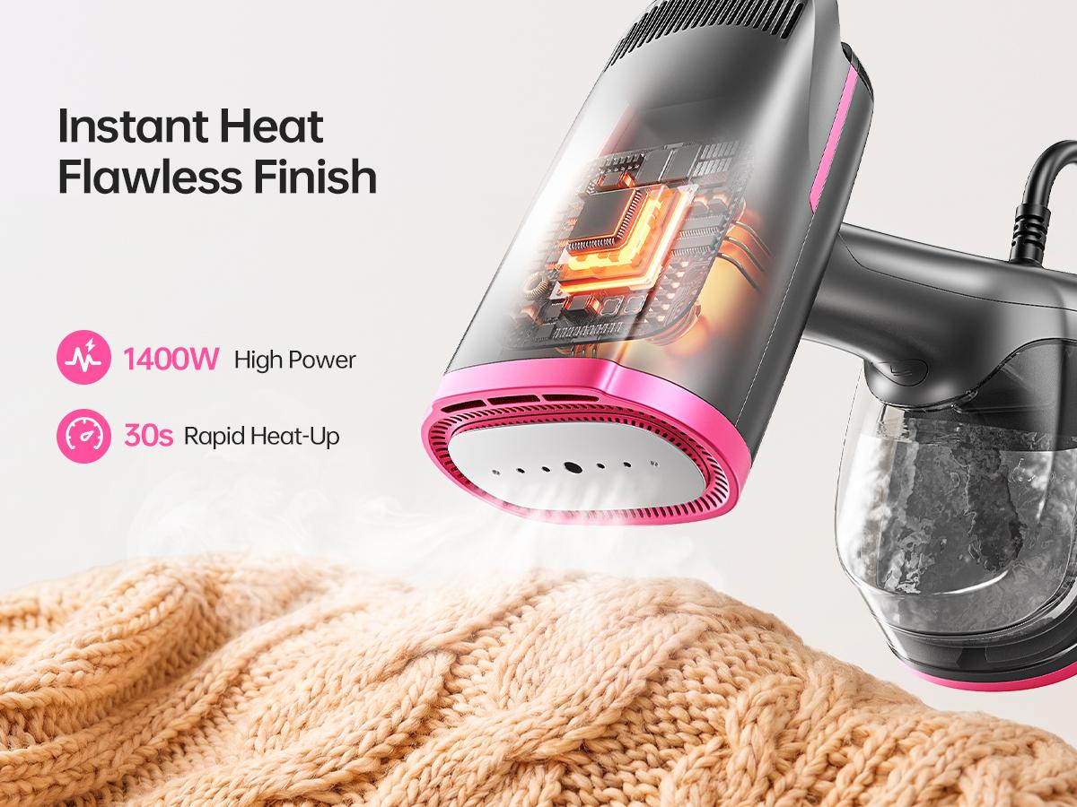 Dr.flash Vacuum Garment Steamer, 270ml Big Capacity, 1400W Handheld Clothes Steamer, Suction Steamer ＆ Iron 2 In 1, Portable Travel Iron for Clothes, Fabrics, Large Ceramic Heat Panel tiktokshopbacktoschool