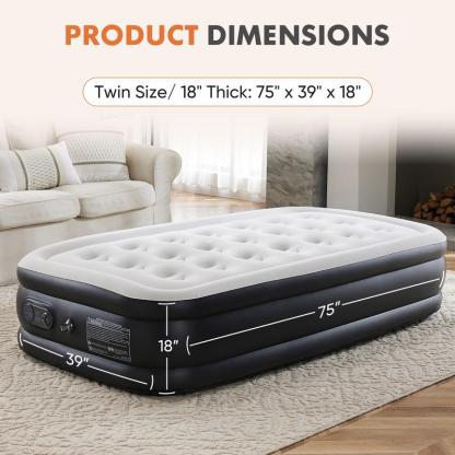 Colchón inflable Sweetcrispy con bomba integrada de alta capacidad, doble altura, base antideslizante, capacidad de carga de 660 libras; portátil, ideal para acampar y uso doméstico.