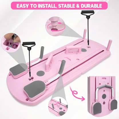 Tabla de Pilates multifuncional y plegable 8 en 1: 24 patas antideslizantes, almacenamiento compacto; equipo de gimnasio en casa para entrenamientos y uso en la sala de estar.