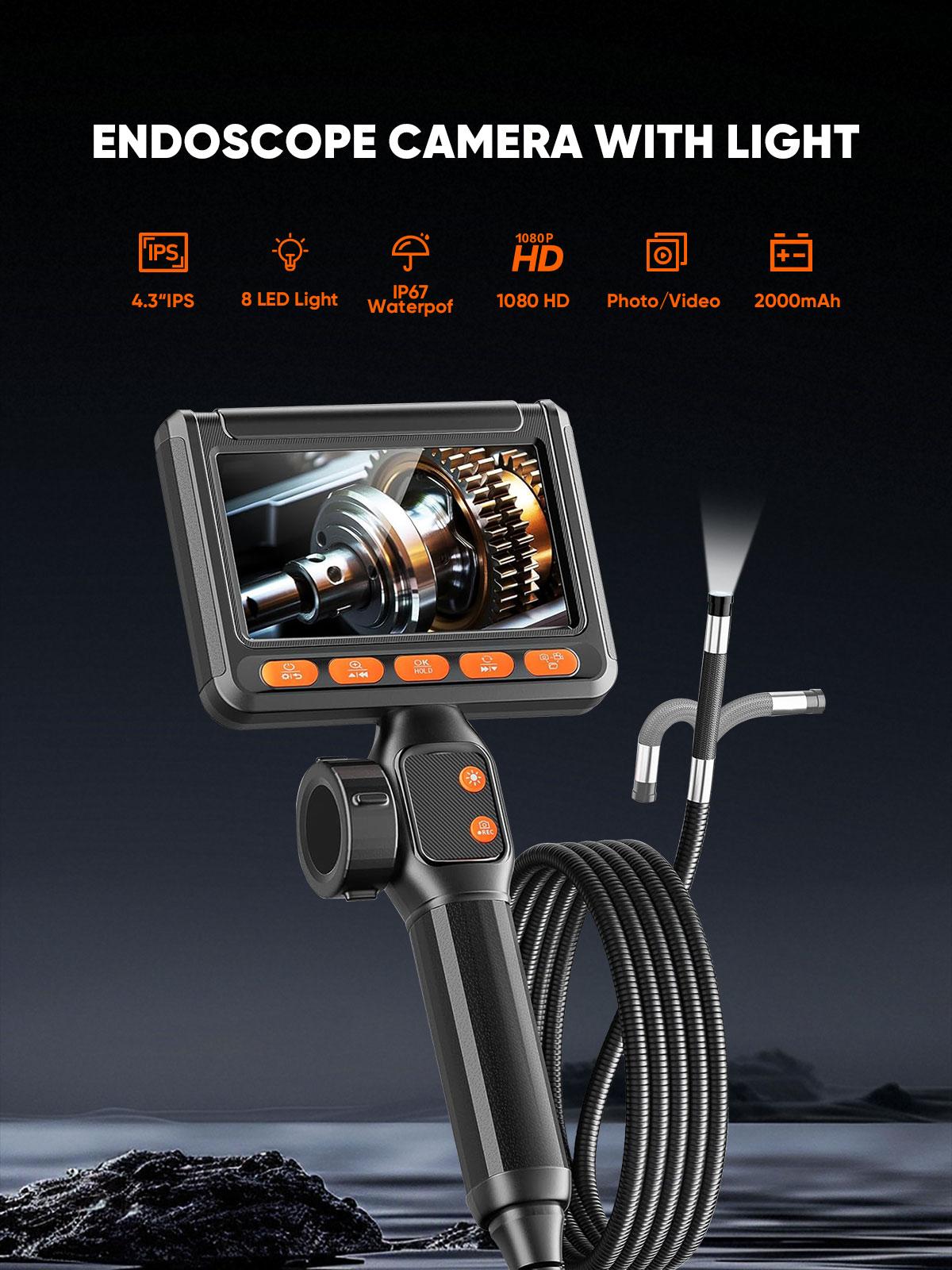 SHEKAR 0.33in/0.23in/0.15in Two-Way Endoscope Camera with Light Rotatable Flexible Waterproof Borescope, Articulated Snake Camera, Inspection Scope for Automotive, Mechanic, Wall, Vehicle, Drain, Home Improvement SHEKAR 0.33in/0.23in/0.15in Two-Way Endoscope Camera with Light Rotatable Flexible Waterproof Borescope, Articulated Snake Camera, Inspection Scope for Automotive, Mechanic, Wall, Vehicle, Drain, Home Improvement