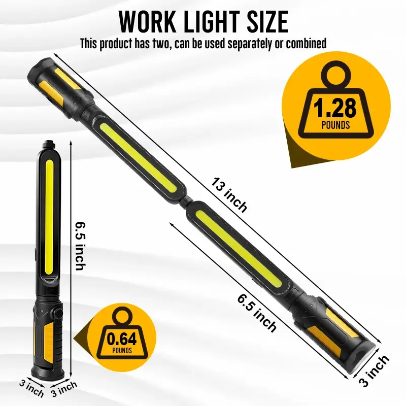 Linterna de trabajo LED recargable para mecánicos: potente linterna de mano de 2400 lúmenes con ganchos magnéticos, sensor remoto, carga USB, ideal para talleres, reparaciones de automóviles, emergencias automovilísticas, ideal para reparaciones de automó