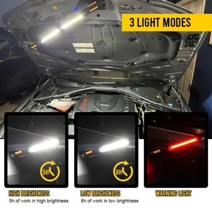 Linterna de trabajo LED recargable para mecánicos: potente linterna de mano de 2400 lúmenes con ganchos magnéticos, sensor remoto, carga USB, ideal para talleres, reparaciones de automóviles, emergencias automovilísticas, ideal para reparaciones de automó