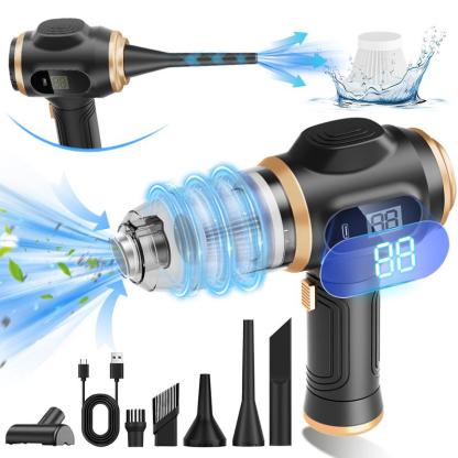 Aspiradora inalámbrica de mano para coche, aspirador portátil 6 en 1 potente, con pantalla con inteligente y accesorios de limpieza múltiple para coche, hogar, oficina, mascota