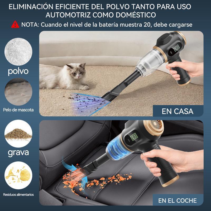 Aspiradora inalámbrica de mano para coche, aspirador portátil 6 en 1 potente, con pantalla con inteligente y accesorios de limpieza múltiple para coche, hogar, oficina, mascota
