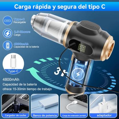 Aspiradora inalámbrica de mano para coche, aspirador portátil 6 en 1 potente, con pantalla con inteligente y accesorios de limpieza múltiple para coche, hogar, oficina, mascota