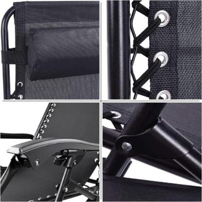Pack 2 Tumbonas Plegables Multiposición para Jardín Negro 95x65x105 cm Reclinable Ideal para Terraza y Exteriores con Estructura de Acero Resistente y Cojín Incluido