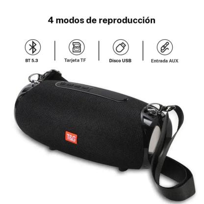 Altavoz inalámbrico portátil T&G, altavoz compatible con bluetooth recargable por USB con micrófono integrado, altavoz subwoofer impermeable para exteriores, hogar y oficina, audio