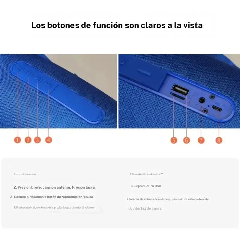 Altavoz inalámbrico portátil T&G, altavoz compatible con bluetooth recargable por USB con micrófono integrado, altavoz subwoofer impermeable para exteriores, hogar y oficina, audio