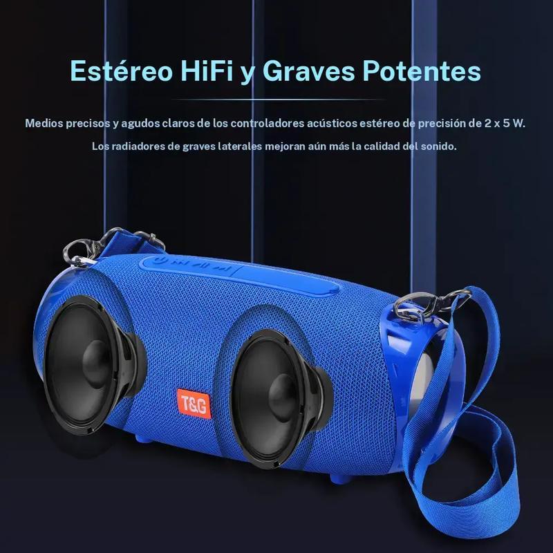 Altavoz inalámbrico portátil T&G, altavoz compatible con bluetooth recargable por USB con micrófono integrado, altavoz subwoofer impermeable para exteriores, hogar y oficina, audio