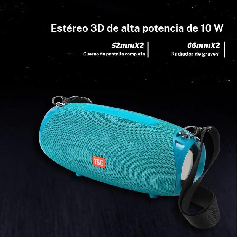 Altavoz inalámbrico portátil T&G, altavoz compatible con bluetooth recargable por USB con micrófono integrado, altavoz subwoofer impermeable para exteriores, hogar y oficina, audio