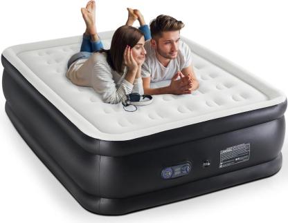 Colchón inflable Sweetcrispy con bomba integrada de alta capacidad, doble altura, base antideslizante, capacidad de carga de 660 libras; portátil, ideal para acampar y uso doméstico.