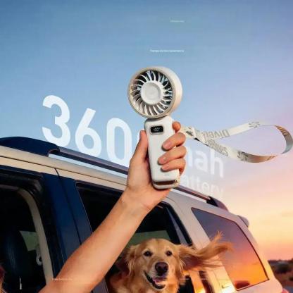DiveBlues D6036 ventilador turbo portátil de mano, funciona con batería durante 15 horas, 100 niveles de velocidad, plegable 5 en 1 para viajes de verano, actividades al aire libre, playa y oficina interior, ventilador multifuncional con pantalla HD y car