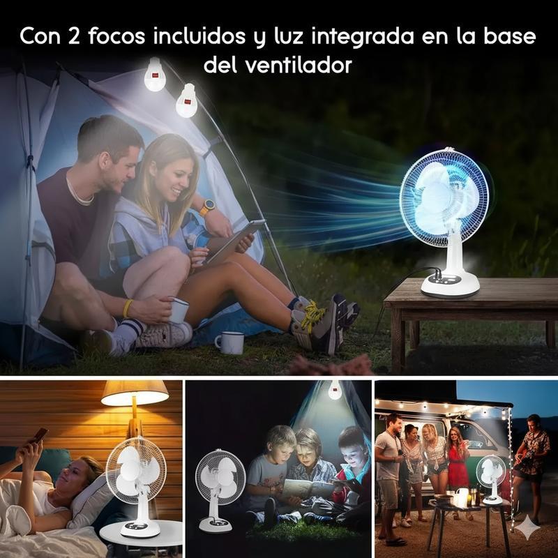 Ventilador Solar 12 Pulgadas con 2 Focos Panel USB Corriente y Carga de Teléfonos Móviles automatic ironing