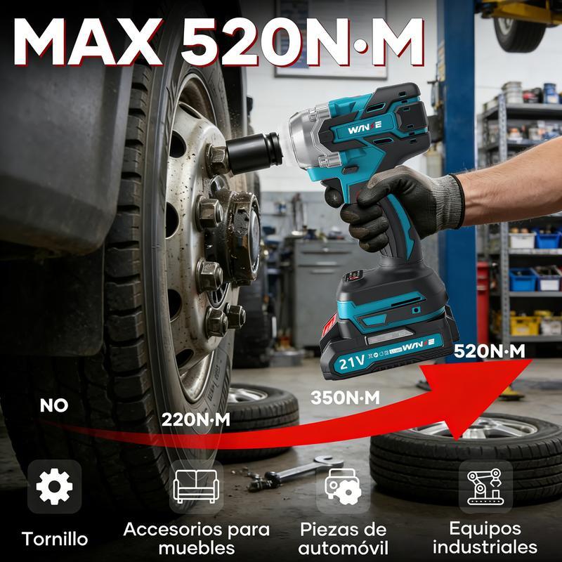 【Alta calidad】Wanse Llave De Impacto Inalámbrica Taladros Pistola De Impacto Kit Juego De Taladro Atornillador Herramientas Electrica Con 2 Baterías 7500mah Sin Escobillas 2 En 1