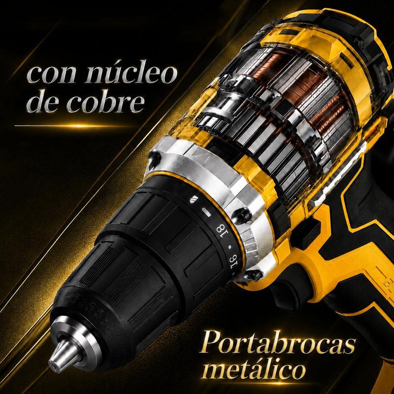 Kit Herramientas Inalámbricas 20V, Taladro + Llave de Impacto  2 Baterías