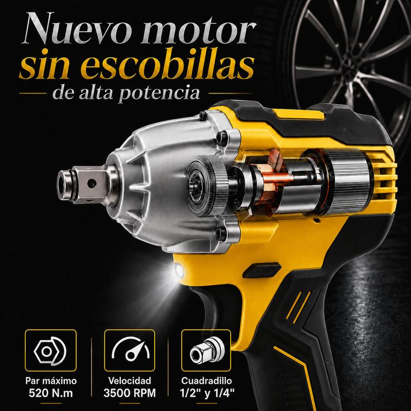 Kit Herramientas Inalámbricas 20V, Taladro + Llave de Impacto  2 Baterías